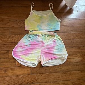 Womens two piece top and shorts